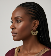 Crescent Moon Gold Tribal Statement Hoop Earrings