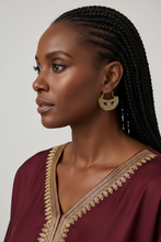 Crescent Moon Gold Tribal Statement Hoop Earrings