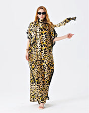 Golden Hour Leopard Pattern Kaftan Dress With Belt