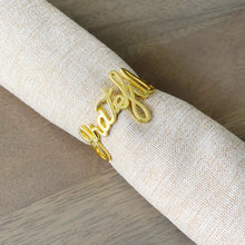 Gold Tone Napkin Ring Grateful in Cursive