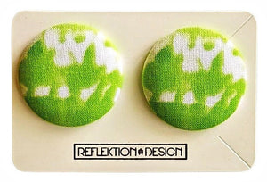 green-fabric-button-earrings