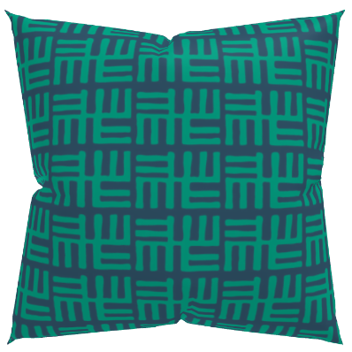 Coussin décoratif à motif africain vert avec insert