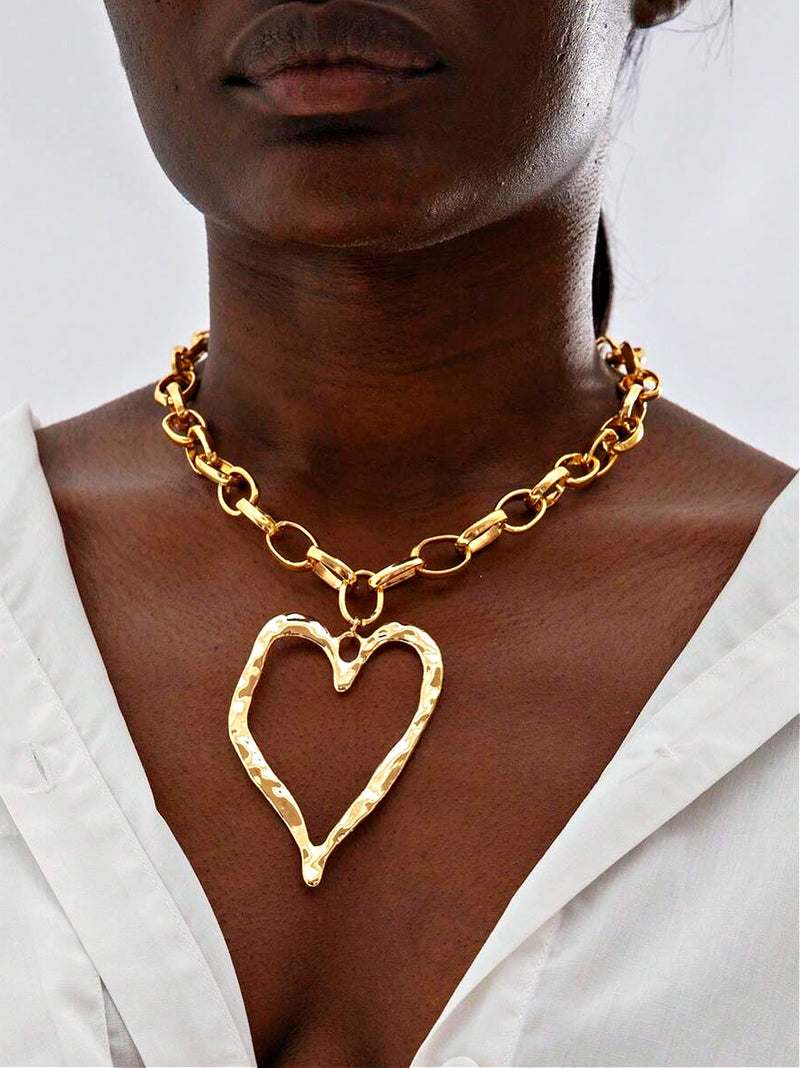 Zuri Hammered Metal Heart Necklace – Reflektion Design