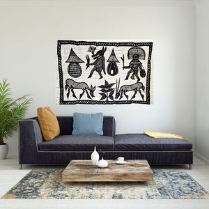 Village Life Korhogo Fabric Wall Art