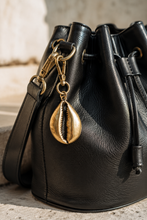Antique Brass Cowrie Shell Bag Charm & Keychain | Cultural Statement Accessory