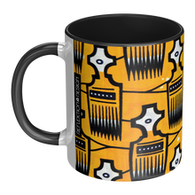 left handed coffee mug with african combs design