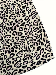 Leopard Pattern Kaftan Dress With Belt