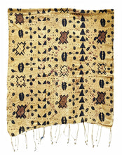 Vintage Yellow Mud Cloth Table Runner/Scarf Cowrie Shells