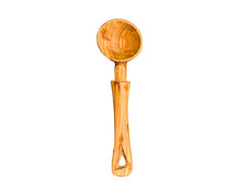 Wooden scoop on a white background