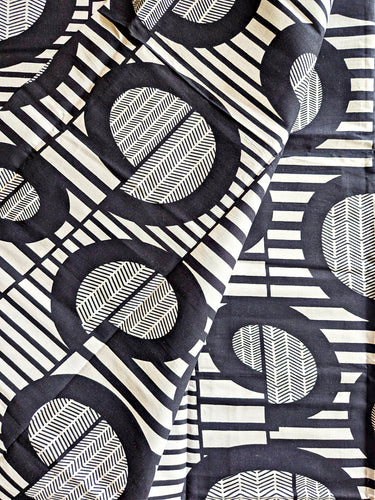 Black White Abstract African Print Fabric 2 Yards