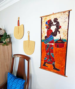 Mother & Child Batik Fabric Wall Art A