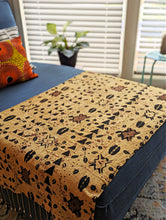 Vintage Yellow Mud Cloth Table Runner/Scarf Cowrie Shells