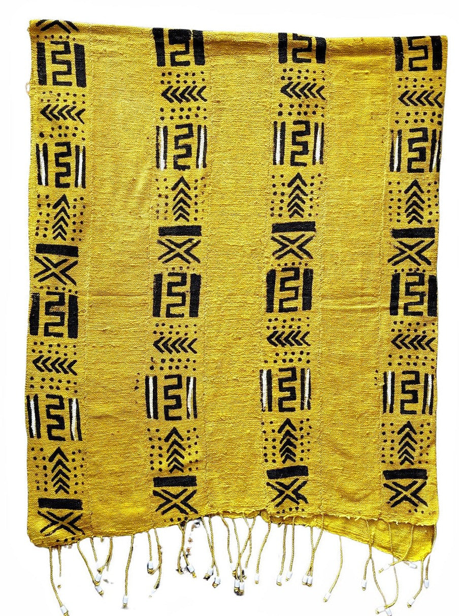 Light Yellow Mud Cloth Table Runner/Scarf