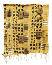 Yellow Mud Cloth Table Runner/Scarf Cowrie Shells