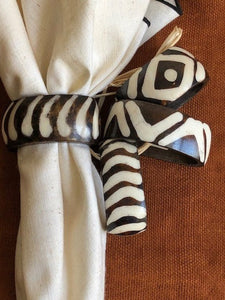 Batik Bone Napkin Rings - Set of 4