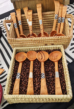 Curved Handle Wood Coffee Spoon Polka Dots