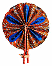 Orange Speed Bird Ankara Fabric Folding Hand Fan
