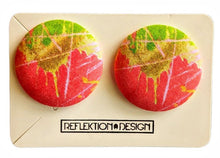 Grüne Blatt-Ankara-Stoff-Knopf-Ohrringe