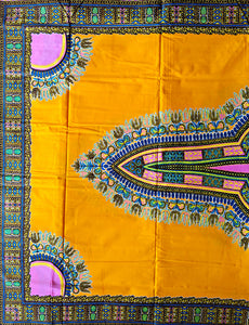 Tissu Dashiki Ankara jaune 2 yards