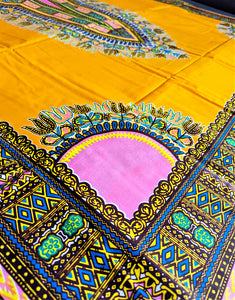 Tissu Dashiki Ankara jaune 2 yards