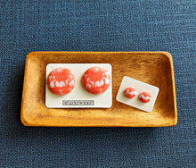 Orange Tie Dye Ankara Fabric Button Earrings