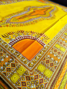 Tissu Dashiki Ankara jaune 2 yards