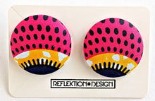 pink orange button earrings