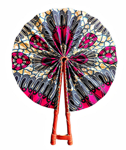 Cotton Candy African Print Fabric Folding Hand Fan