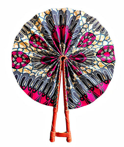 Cotton Candy African Print Fabric Folding Hand Fan