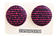 fuchsia-navy-blue-button-earrings