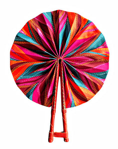 Peacock Vibes African Fabric Folding Hand Fan