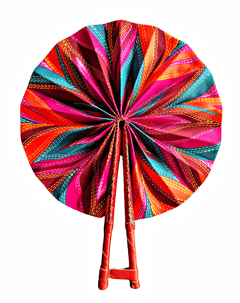 Peacock Vibes African Fabric Folding Hand Fan