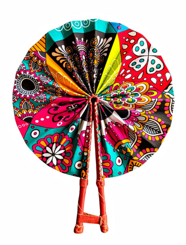 Carnival Colors African Fabric Folding Hand Fan