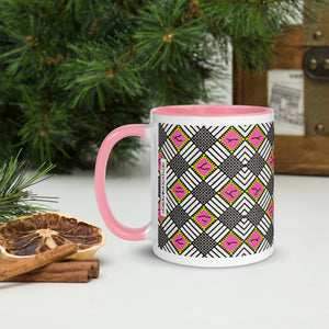 Pink African Pattern Coffee Mug Coasters Spoon Gift Set