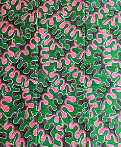 Pink Green Ankara Fabric 2 Yards