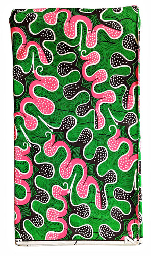 Pink Green Ankara Fabric 2 Yards