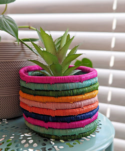 Colorful Woven African Planter Basket