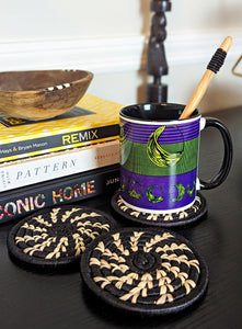 Grande tasse à café à motif africain Fulani violet