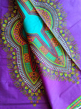Purple Blue African Print Fabric Dashiki Design 2 Yards