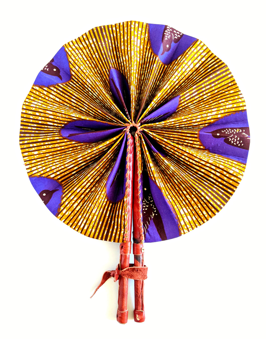 Purple Speed Bird Ankara Fabric Folding Hand Fan