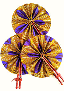 Purple Speed Bird Ankara Fabric Folding Hand Fan