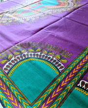 Purple Blue African Print Fabric Dashiki Design 2 Yards