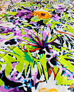 White Purple Floral African Print Fabric 2 Yards