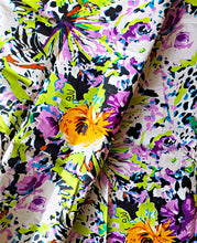 White Purple Floral African Print Fabric 2 Yards
