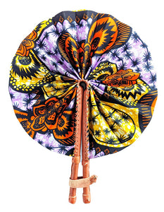 Purple Orange Ankara Fabric Folding Hand Fan