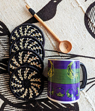 Black Woven Coasters + Black Bead Spoon Set