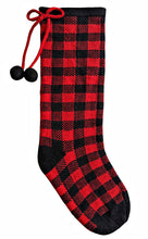 Red Black Knit Plaid Christmas Stocking