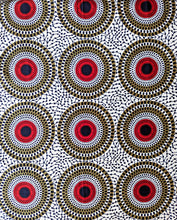 White Black Red Ankara Fabric 2.5 Yards
