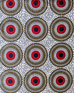 White Black Red Ankara Fabric 2.5 Yards