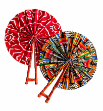 Fire & Ice Red White African Print Fabric Folding Fan